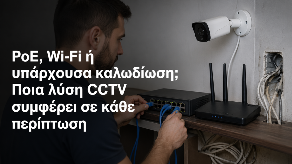 PoE, Wi‑Fi ή υπάρχουσα καλωδίωση; Ποια λύση CCTV συμφέρει σε κάθε περίπτωση
